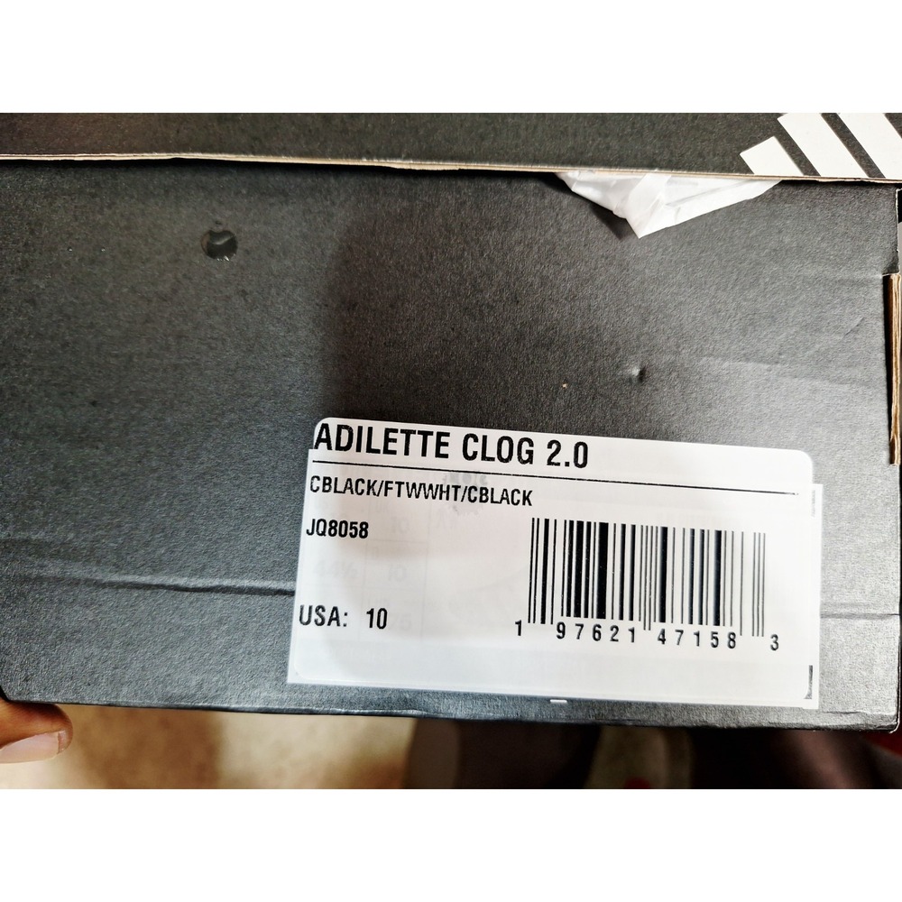 Adidas Adilette Clog 2.0 Black White Men Sz 10 / Womens 11 Cloudfoam Mule JQ8058 - Picture 13 of 14